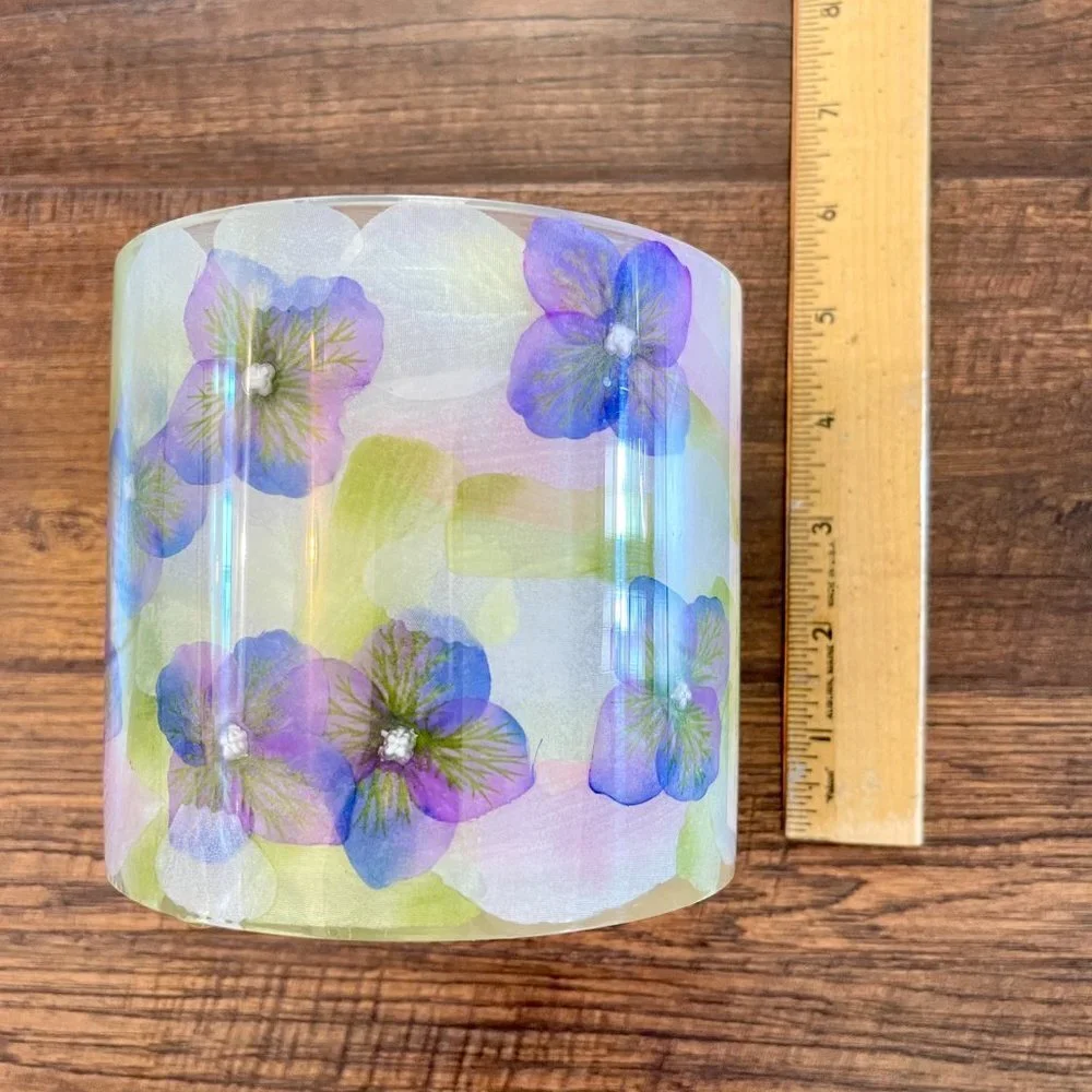 Lucite Floral Pillar Candle Holder